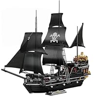 KeKeDuo Black Pearl Pirate Ship Model Building Block Set, 1424Pcs DIY Mirco Bricks Black Sorcerer Ship Model Building Kit Sailboat Construction Toy Gifts for Adults and Teenager