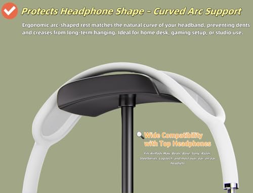 wigmoa CA-4 【1PACK】 Headphone Stand with Storage Tray No Tool Assembly Headset Holder Compatible with AirPods Max, AirPods Pro, Beats, Bose, and Most Gaming Headphones. (Black) - image 3