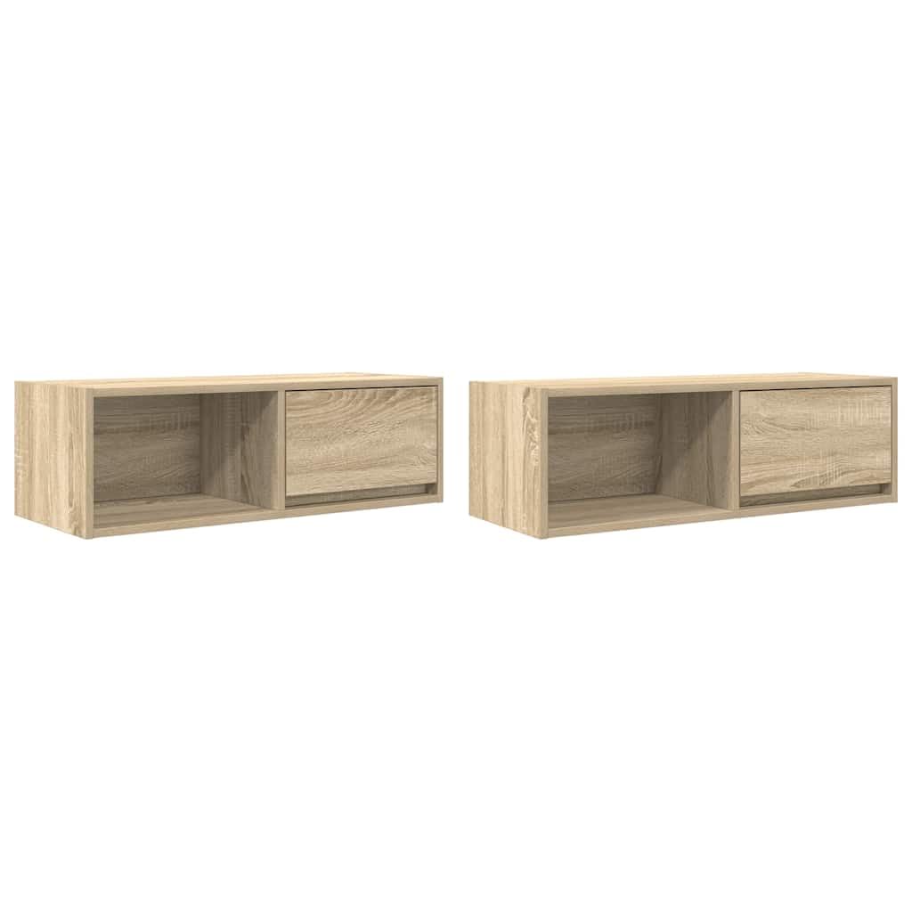 Szafki RTV 2 szt. Dąb Sonoma 80x31x25,5 cm Drewno klejone Wandmontage TV-Schrank Medienmöbel Set mit Schublade und Regal 60 kg Belastbar