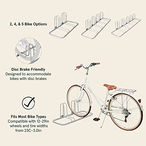 Image of Retrospec Stash Rack 2, 4 & 5 Bike Floor Stand Bicycle Storage Organizer for Mountain Bike, Road Bike, Weather Resistant Fine Powder Steel Coating Fits Wheels up to 3 inch | for Mountain Bike, Road Bike, Weather Resistant, Fits Wheels up to 3 inch