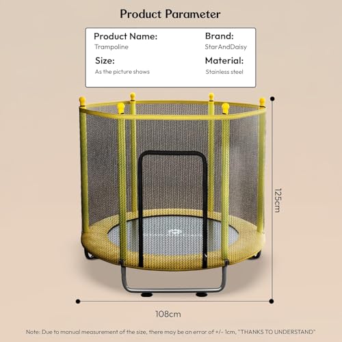 Image of StarAndDaisy Trampoline for Kids at Home with Safety Net /Trampoline for Indoor & Outdoor / 120KG Loading Capacity with Stainless Steel Frame & Legs -55 inch, 4.5 Feet Yellow