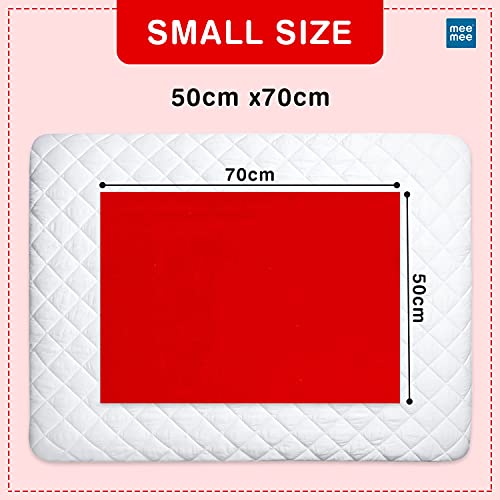 Image of Mee Mee Instadry Anti-Piling Fleece Extra Absorbent, Cotton Bed Protector Mattress, Reusable Waterproof Quick Dry Baby Cot Sheet for Infant, Made Form Skin Friendly, 0 to 9 Month, 50x70cm (Red)