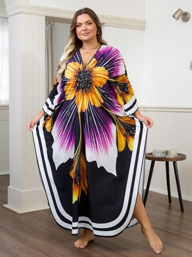Kaftan Dress for Women - Plus Size Caftan Maxi Beach Dress Moo Moos Loungewear, Swimsuit Cover Up for Beach, Pool or Vacation3