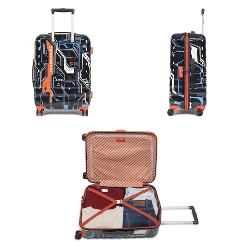 Image of uppercase Cyber Punk 66Cm Polycarbonate Hardsided 8 Wheel Spinner Trolley Bag With Combination Lock For Men And Women, Check-In Luggage, 2000 Days Warranty (Black)