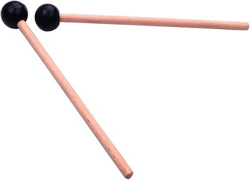 Miniatura 6 de 2pcs Bell Mallets de madera Palillos de tambor de goma negra xilófono Mazo de percusión con mango de madera Instrumentos Principiantes Baquetas de