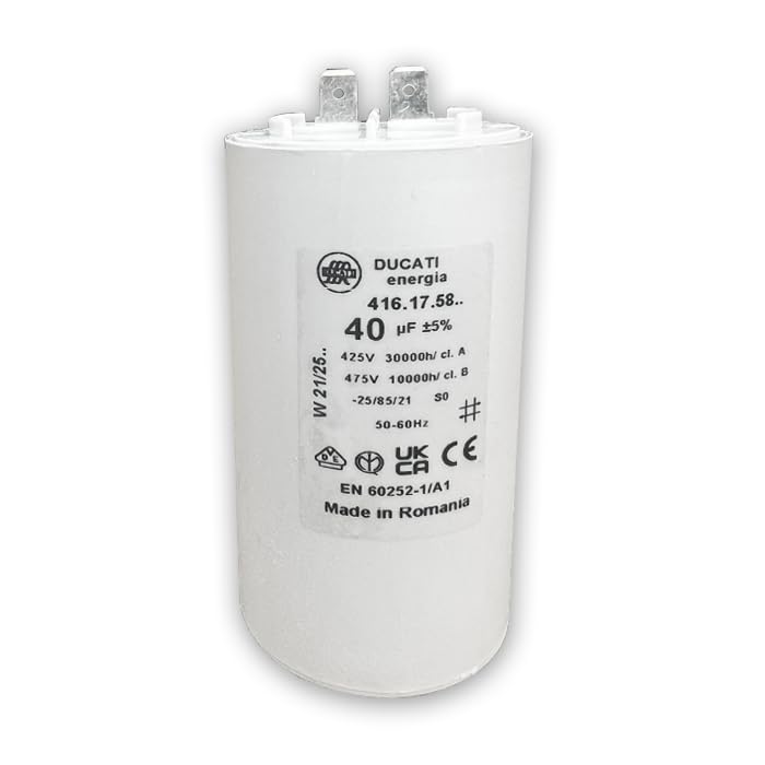 Kärcher Spezialkondensator 40µF – Hochdruckreiniger, Kompressoren, Wasserpumpen – 425V/450V/475V – Start-/Permanentkondensator mit 6,4mm Kabelschuhen – hochwertig und original (40 µF)