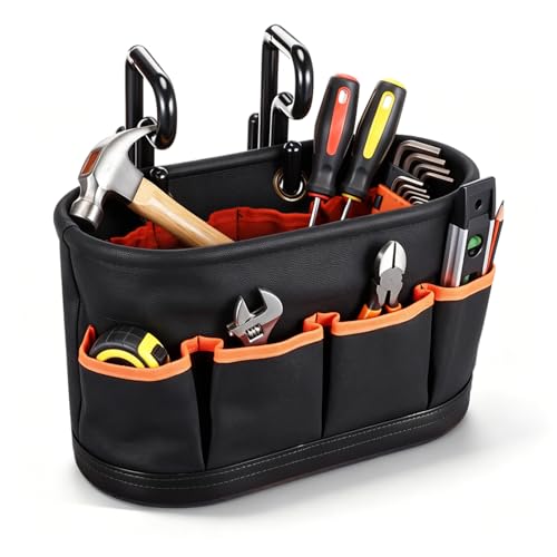 SilTriangle Hard Tool Bucket with 2 Hooks Drain holes 10 Pockets(1 Pcs)