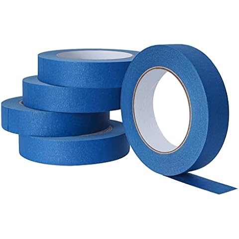 Blue Masking Tape 24mm x 50m, 5 Rolls Decorating Tape Painting Tape Scrapbooking Tape, Indoor & Outdoor Masking Tape for Labeling Painting Decorating Cover