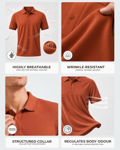 Image of Wellbi Eco-Friendly Bamboo Polo T Shirt | Mens Stylish Casual Regular Fit | Comfortable Soft | Trendy Breathable Lightweight | Quality Modern Essential Fashion