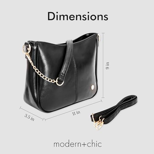 Image of Modern+Chic Crossbody Bags for Women - Marissa Saddle Crossbody, Vegan Leather Shoulder or Handbag with Two Adjustable Straps