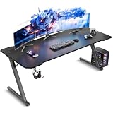 TRIUMPHKEY 160x60cm Scrivania Gaming/Tavolo Gaming - Piano in Carbonio Senza LED, Gambe a Z (100kg), con Gancio Cuffie + Portabicchieri, Design Moderno