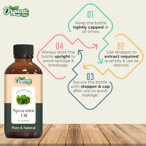 Image of Organic Zing Spearmint (Mentha Spicata) Oil | Pure & Natural Essential Oil for Aroma, Diffusers & Haircare- 30ml /1.01fl oz