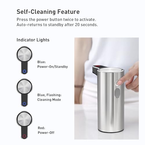 EKO Automatic Foaming Soap Dispenser, Touchless Foam Hand Soap Dispenser for Bathroom and Kitchen, Water-Resistant and Rechargeable, 9 fl oz, Modern Design for Homes and Offices (Stainless) by EKO - Image 8