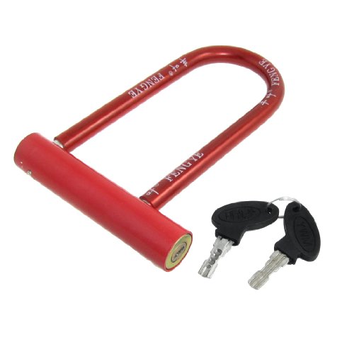 Aexit Red Alloy Bike Locks Bike Motorcycle Security U Lock w U-Locks 2 Keys