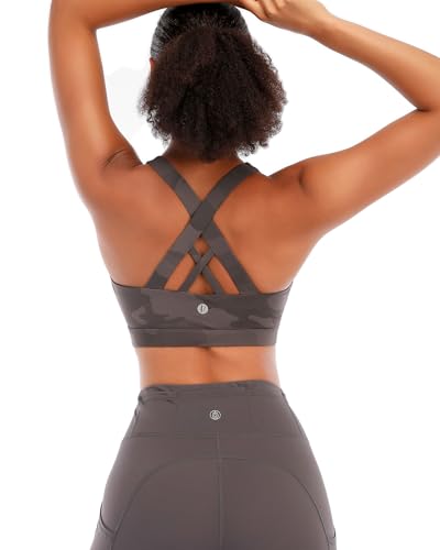 Image of RUNNING GIRL Sports Bras for Women,Padded Strappy Sports Bras Criss-Cross Back Medium Support Sports Bras with Removable Cups