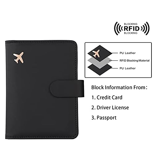 Melsbrinna-Passport-HolderPassport-Holder-Card-SlotsCute-Passport-cover-for-WomenMenWaterproof-Rfid-Blocking-Travel-WalletBlack-New