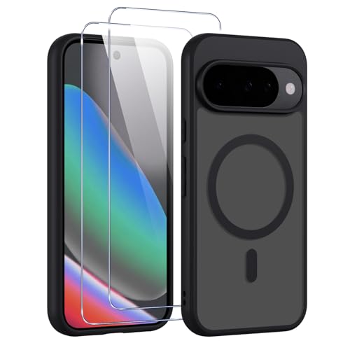 Yxnvixn Magnetic for Google Pixel 10/10 Pro Case Compatible with MagSafe [with 2 Pack 9H+Screen Protector] Full Camera Protection Built-in Magnets Drop Protection Shockproof Translucent Matte Phone