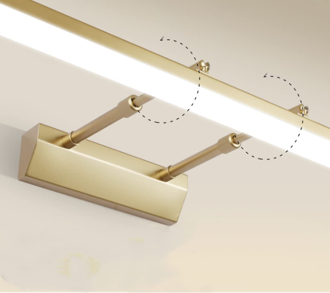 Zi Yang Lampada a Specchio LED 40 cm per Bagno - 9W Luce da Muro Impermeabile 180° Regolabile - Bianco Freddo 6000k, D'oro