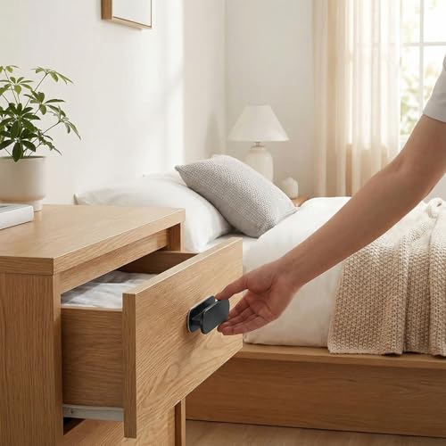 hankousi Lot de 2 poignées de porte de balcon à coller sans vis - Adhésif sans vis pour portes en verre, armoires et fenêtres - Noir – vue 6