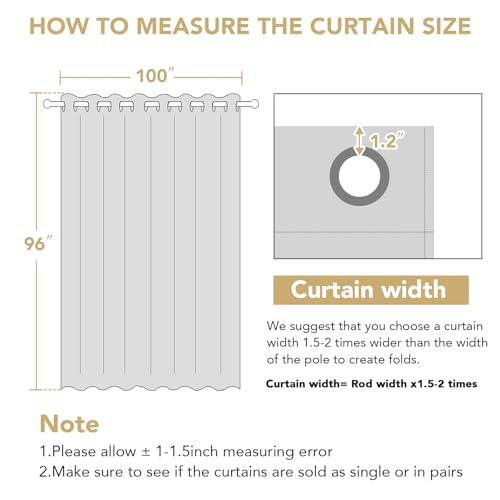 Image of H.VERSAILTEX Blackout Patio Curtains 100 x 96 Inches for Sliding Door Extral Wide Blackout Curtain Panels Thermal Insulated Room Divider - Grommet Top, 8' Tall by 8.5' Wide - Mineral Blue