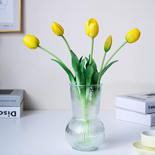 WAKISAKI 16-inch Premium Real Touch Fake Tulips, Artificial Flowers with Buds, Flexible Stem Easy to Shape