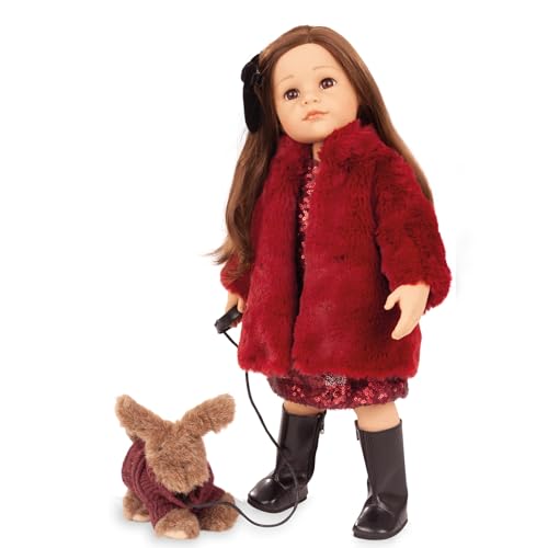 Götz 2559014 Hannah and Her Dog Polly Jubilee - 50 cm große Stehpuppe, braune Haare und braune Augen - 10-teiliges Set