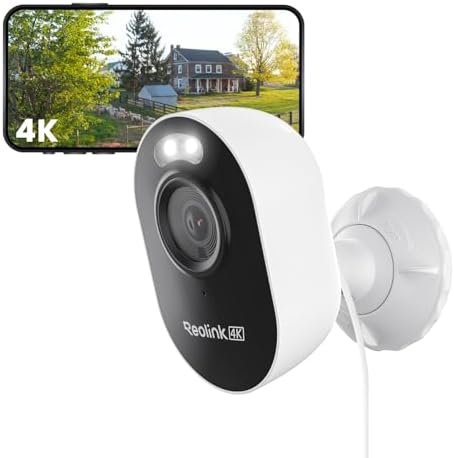 Reolink 4K Wi-Fi 6 Überwachungskamera Aussen mit 2,4/5GHz Dual-Band Wi-Fi | Farb-Nachtsicht, Plug-In WLAN Kamera Outdoor mit 24/7-Aufzeichnung, Intelligente Erkennung, Sirene, Wett