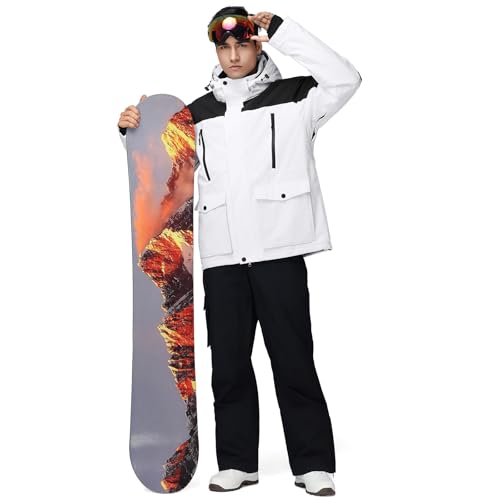 YEEFINE Men\'s Ski Suit Two Piece Insulated Snowsuits Snow Jacket and Pants Set Waterproof Winter Snowboard Suits Outdoor - Thumbnail 2