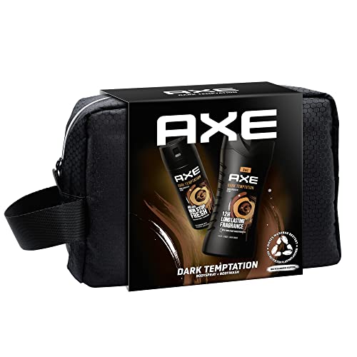 Axe Geschenkset Dark Temptation Pflegeset mit Bodyspray Duschgel und Kulturtasche (150 ml + 250 ml) 1 Stück