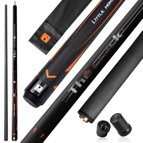YEUEK Little Monster Upgraded Carbon Fiber Break Cue 2 Pieces Silicone Wrap Break Cue Pool Stick, Technology Low Deflection Billiard Pool Cue Stick 12.9mm Tip with PU Leather Bag