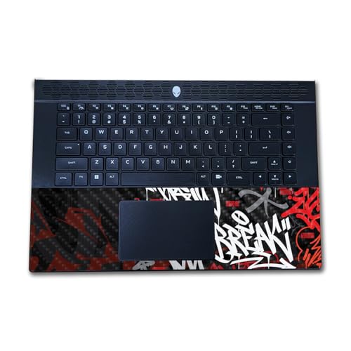 Image of Carbon Fiber Laptop Skin Compatible with Alienware M16 R2 (2024) - Red Tag - Premium 3M Vinyl Protective Wrap Decal Cover - Easy to Apply | Crafted in The USA by MightySkins