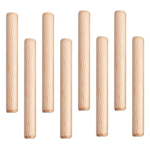 50Pcs Stable Round Grooved Wooden Dowel Rods Lightweight Assorted Wooden Dowels Portable Wooden Grooved Fluted Pins for Fluted Dowel Plugs