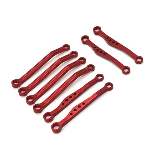 Rc Special Connecting Rod for WPL C54 C54-1 C64-1 C74 C74-1 1/16 8pcs Metal Front and Rear Pull Rod Remote Control Car Parts and Accessories Upgrades Replacement Use(Red)