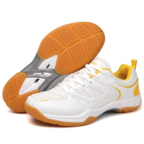 Hiuzylqx Hommes Femmes Chaussures de Badminton Chaussures de Squash AntidéRapantes,Mode pour Tennis de Table Pickleball Volley-Ball Racketball,A,41 EU