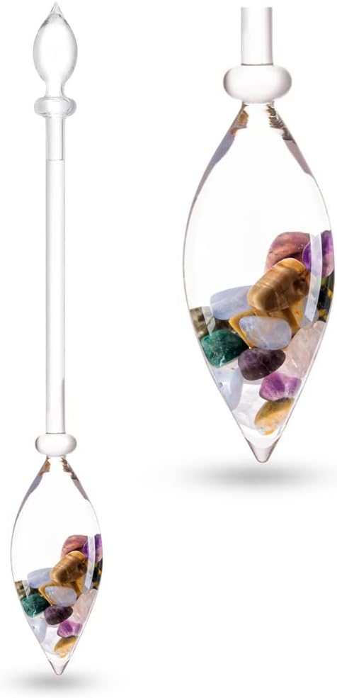 VitaJuwel 5 ELEMENTS Edelsteinphiole mit Amethyst, Chalcedon, Versteinertes Holz, Rosenquarz & Achat für Wachstum und Stabilität