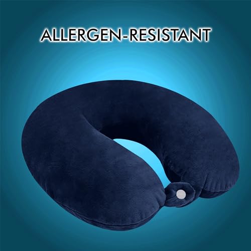 Image of Billebon Premium Neck Pillow Eye Mask Combo Airplane Travel Pillow with Comfortable Velvet Sleeping Eyemask Head Rest Pillow & 30 Years Warranty