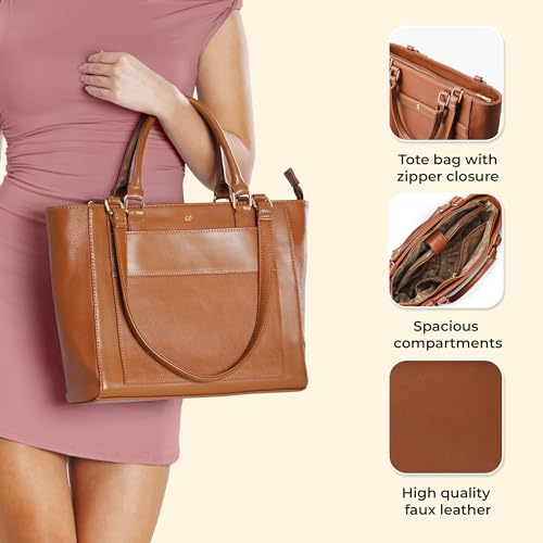Image of Symbol Premium Women's Tote Hand Bag crafted from Imported PU | Stylish | Office Use - 14 inch Laptop