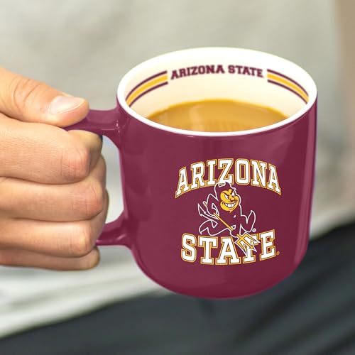 Image of Logo Brands NCAA AZ State Sun Devils 15oz Stripe Mug - Team Logo, Inside Print, Standard Handle, Microwave & Dishwasher Safe