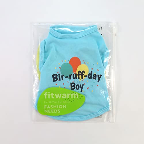 Fitwarm Birthday Boy Dog Shirt, Bir-Ruff-Day Boy Funny Dog Clothes For Small Dogs Boy, Pet Birthday Outfit, Cat Tshirt, 100% Breathable Cotton, Aqua Blue, Large #TOP5