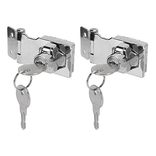 Image of Keyed Hasp Locks 2 Packs 2.5in Knob Keyed Locking, Sturdy Zinc Alloy Keyed Locking Hasp for Cabinet Small Door Drawers Mailbox, Knob Keyed Locking Hasp
