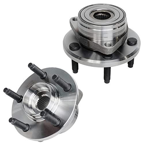 Image of Detroit Axle - Front Brake Kit Wheel Bearing for 1996-2000 Ford Taurus | Mercury Sable, Drilled Slotted Disc Brake Rotors Ceramic Pads Wheel Hub and Bearing Assembly Replacement