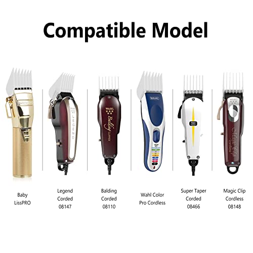 Professional Hair Clipper Guards Guides 10 Pcs Coded Cutting Guides #3170-400- 1/8” To 1 Fits For All Wahl Clippers(Transparent-10 Pcs) #TOP3