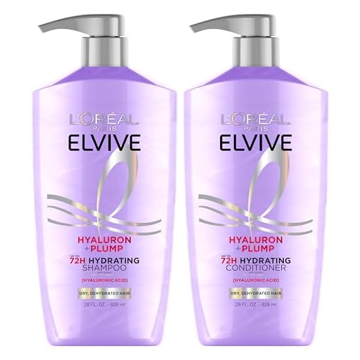 L'Oreal Paris Elvive Hyaluron Plump Shampoo and Conditioner Set for Dehydrated, Dry Hair with Hyaluronic Acid Care Complex, 1 Kit (2 Products)