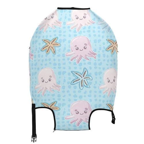 Joisal Suitcase Covers Luggage Protector Custom Protective Graphic Travel Luggage Accessories Cartoon Funny Octopus Starfish, L, Fits 26-28 Inch Case2