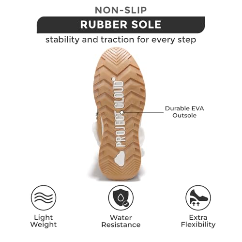 Project Cloud Waterproof Snow Boots for Women - Memory Foam Insole Non-Slip Womens Snow Boots & Winter Shoes with Shoe Lace - Lightweight Indoor Outdoor Shoes