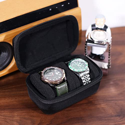 Besforu Watch Travel Case for Men and Women Portable Single Watch Storage box and Organizer for Wristwatches and Smart Watches (Black(2 slot))