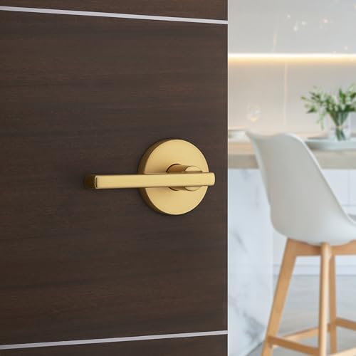 Kwikset Halifax Interior Passage Door Handle, Lever for Closet and Hallway Doors, Reversible Non-Locking Handle Lever, Satin Brass - image 4