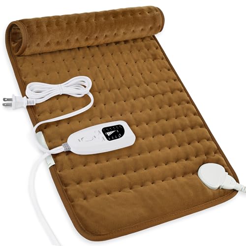 Image of Deepsoon Heating Pad-Electric Heating Pads for Back,Neck,Abdomen,Moist Heated Pad for Shoulder,Knee,Hot Pad for Pain Relieve,Dry&Moist Heat & Auto Shut Off(Brown, 12''×24'')