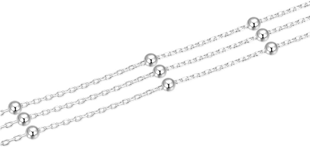 Adabele 5 Feet (60 Inch) Authentic 925 Sterling Silver Unfinished 2mm (0.08 Inch) Bead Station Cable Jewelry Making Chain Thin Dainty Light Weight Nickel Free Hypoallergenic SSK-L1