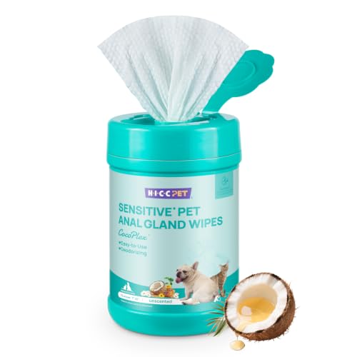 Image of HICC PET Rear-End & External Anal Area Cleaning Deodorizing Wipes for Dogs & Cats, Hydrating & Nourish Fur Dog Grooming Wipes for Daily Cleaning, 75 Counts